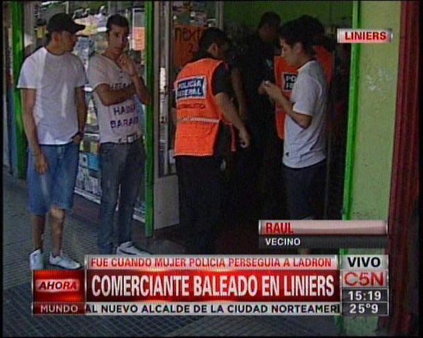 Un comerciante fue baleado por una agente de la Metropolitana