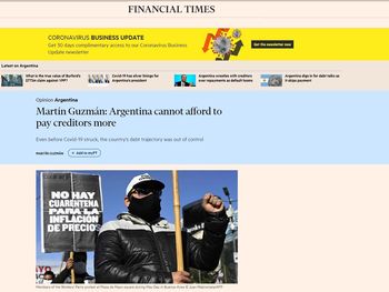Con una columna en el Financial Times, Martín Guzmán le habló a los bonistas