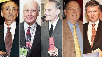 Héctor Magnetto, José Aranda y Lucio Pagliaro (Clarín) y Bartolomé Mitre y Julio Saguier (La Nación) Héctor Magnetto, José Aranda y Lucio Pagliaro (Clarín) y Bartolomé Mitre y Julio Saguier (La Nación)