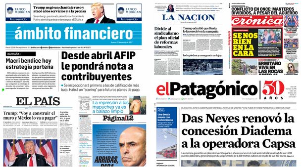 Tapas de diarios del 12 de enero de 2017