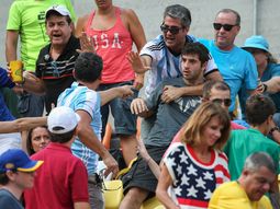 intolerancia olimpica: argentinos y brasileros a las trompadas en el partido de del potro intolerancia olimpica: argentinos y brasileros a las trompadas en el partido de del potro
