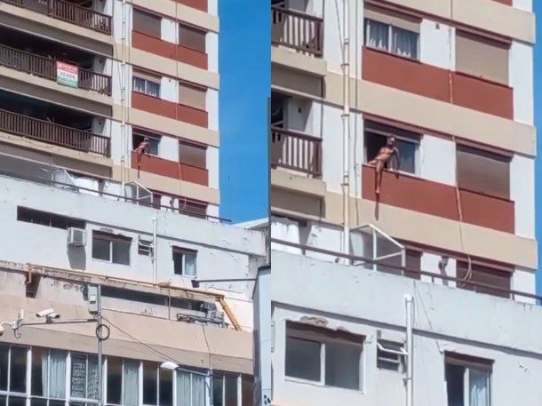 Mar del Plata: el peligroso método de un hombre para tomar sol en un departamento