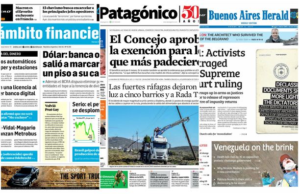 Tapas de diarios del viernes 5 de mayo de 2017