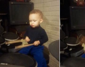 Tiene 2 años y sorprende al tocar la batería