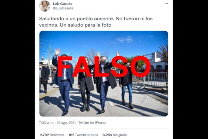 Es falso que no asistieron ni los vecinos a un acto encabezado por Fernández y Tolosa Paz en Quilmes