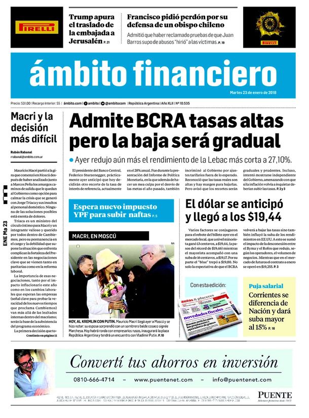 Tapas de diarios del martes 23 de enero de 2018