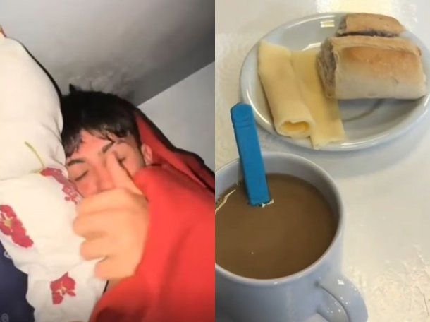 Video: un juvenil de San Lorenzo mostró el desayuno de la pensión y se hizo viral
