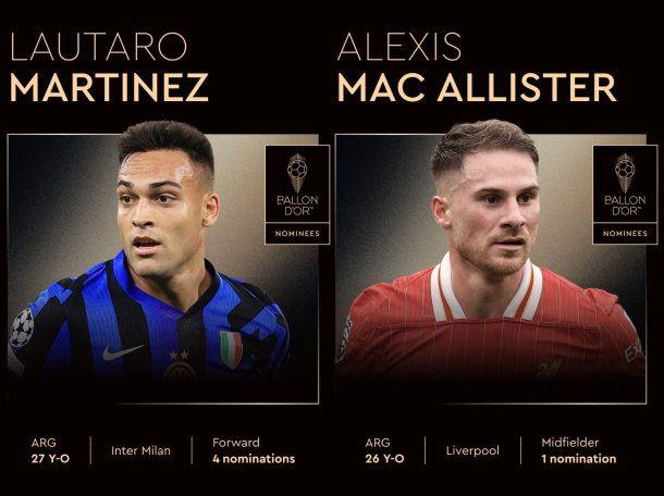 Lautaro Martínez y Alexis Mac Allister, los únicos argentinos que sueñan con el Balón de Oro 2025
