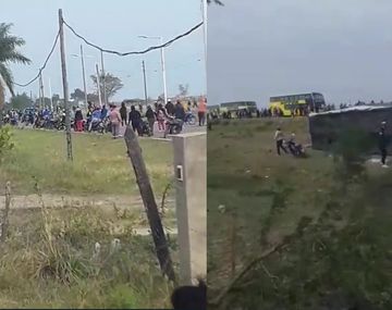 Feroz enfrentamiento entre hinchas de Talleres y piqueteros en Santa Fe