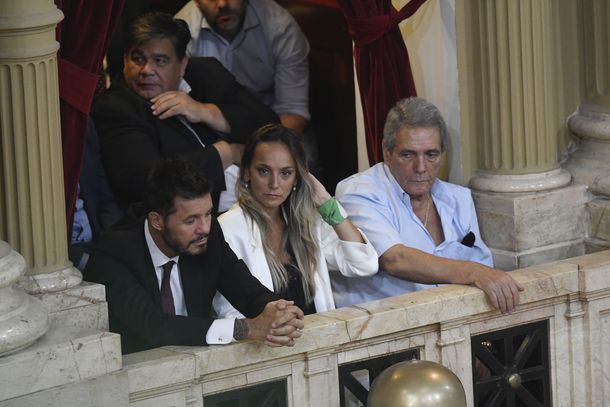 Marcelo Tinelli junto a Malena Galmarini y Rodolfo Daer