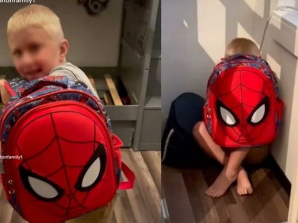 Video: una madre le enseñó a su hijo cómo usar una mochila antibalas