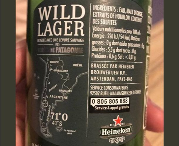 Heineken puso que las Malvinas son británicas