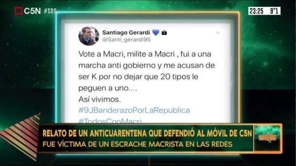 Estaba hablando de respetar la República y atrás mío había unos energúmenos agrediendo