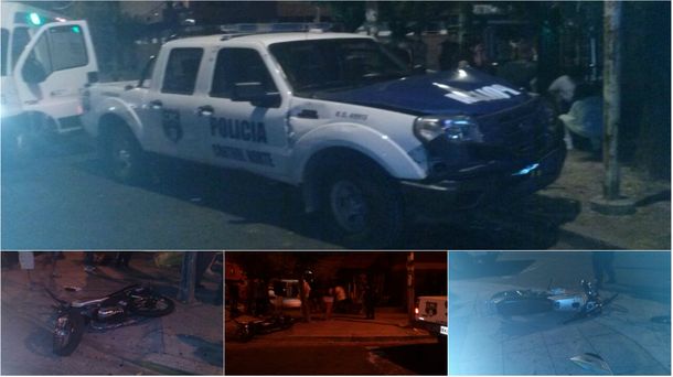 Un patrullero atropelló de contramano a una pareja que viajaba en moto