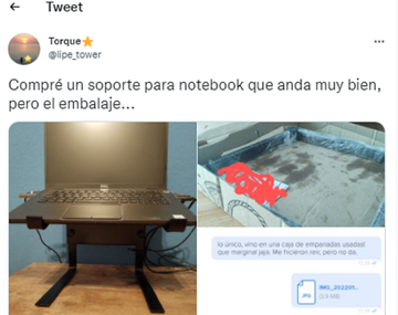 Compró un soporte para su notebook y le vino en un embalaje muy especial que se volvió viral