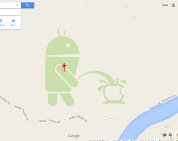 Google muestra al logo de Android orinando sobre Apple