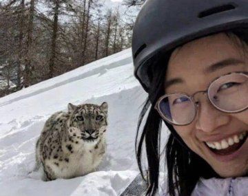 Escalofriante: esta es la selfie de la mujer atacada por un leopardo de las nieves en China