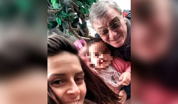 Luciana Romano con su hija y su papá Aníbal