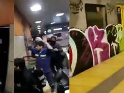 VIDEOS: Así agredieron a empleados del subte y pintaron una de las formaciones