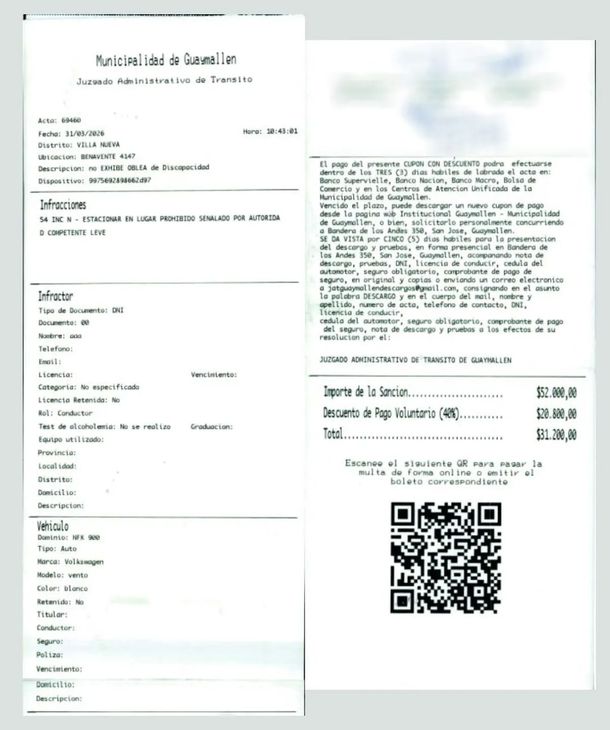 Así son las multas verdaderas que realizan los agentes de tránsito de la Municipalidad de Guaymallén. Foto: Diario Uno. Así son las multas verdaderas que realizan los agentes de tránsito de la Municipalidad de Guaymallén. Foto: Diario Uno.