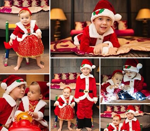 Evangelina Anderson disfrazó a sus hijos para una producción por Navidad