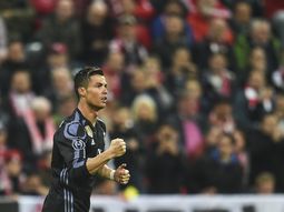 La celebración del portugués, tras el primer gol ante Bayern Munich en Alemania La celebración del portugués, tras el primer gol ante Bayern Munich en Alemania