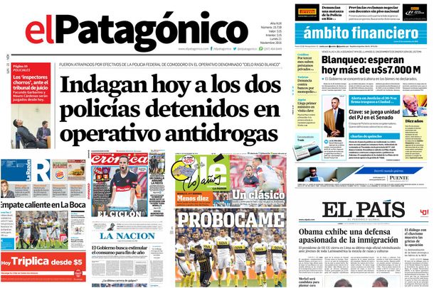 Tapas de diarios del 21 de noviembre de 2016