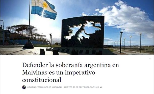 Cristina criticó al Gobierno por omitir la soberanía de Malvinas