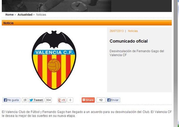 Fernando Gago ya no pertenece a Valencia y Boca lo espera