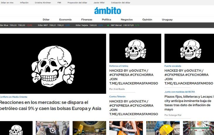 El sitio web de Ámbito sufrió un ciberataque