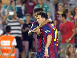 en el dia de sus regresos, messi y neymar anotaron en el show del barca en el dia de sus regresos, messi y neymar anotaron en el show del barca