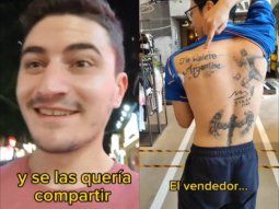 El vendedor de un negocio en China que tiene tatuado a Maradona y Riquelme