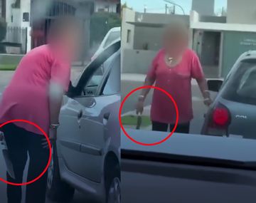 Video: una mujer amenazó a un hombre con una cuchilla en una discusión de tránsito