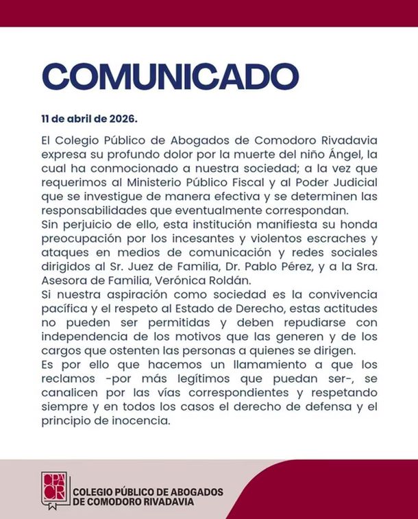 Comodoro Rivadavia: buscan impedir el trabajo y callar a Roberto Castillo, quien representa al papá de Ángel