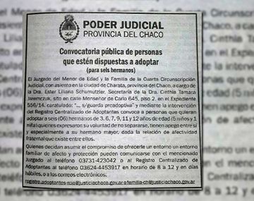 Seis hermanos piden ser adoptados juntos en Chaco