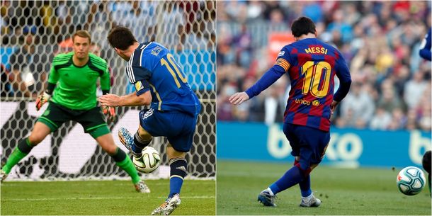 Messi contra Neuer en Brasil 2014 y contra el Eibar en 2020