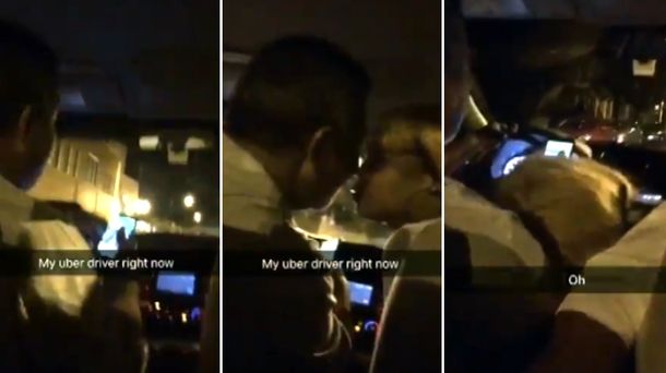 Sexo oral arriba de un Uber