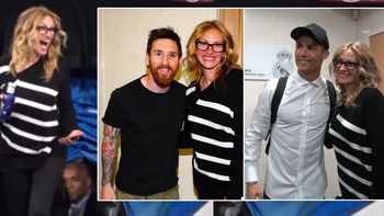 Julia Roberts, con Messi y Cristiano Ronaldo. Julia Roberts, con Messi y Cristiano Ronaldo.