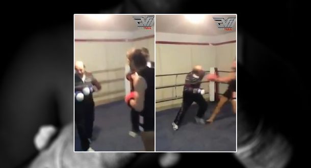 Un boxeador mayor de edad le da una lección a su joven contendiente