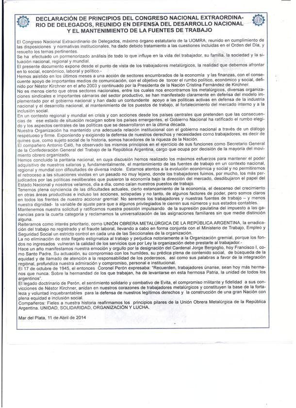 La UOM reconoció estancamiento, dificultades y descenso del crecimiento