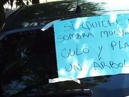 Dejó el auto mal estacionado y le dejaron un mensaje letal: Si quiere sombra, mueva el c...