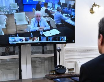 Videoconfernecia de Gin&eacute;s Gonz&aacute;lez Garc&iacute;a con Sergio Massa por el coronavirus - Cr&eacute;dito:&nbsp;@SergioMassa