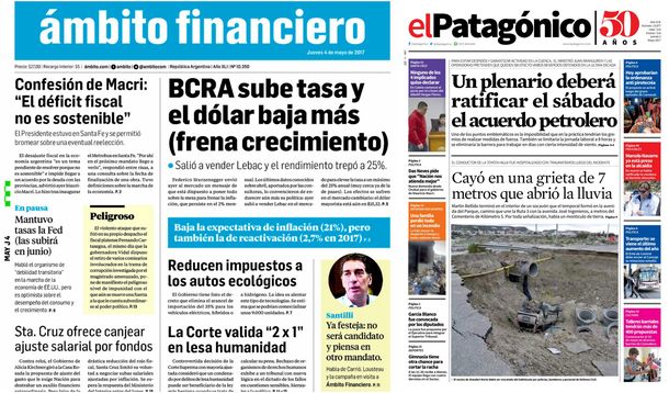 Tapas de diarios del jueves 4 de mayo de 2017