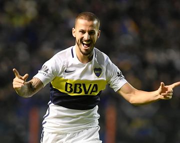 El festejo del centrodelantero de Boca