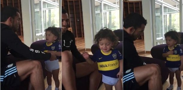 Siempre defendiendo la camiseta: mirá el video del hijo de Tevez después del Boca-River