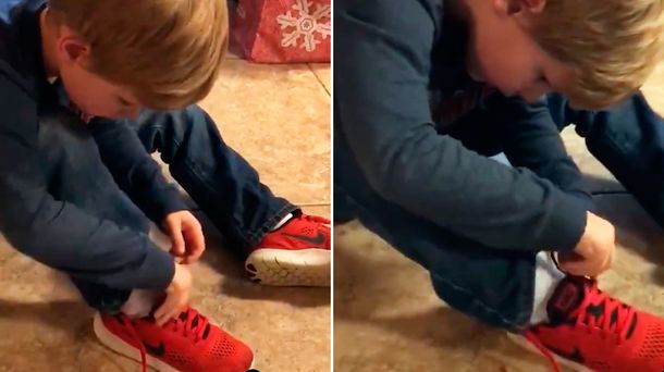 Un nene se vuelve viral por la forma en la que se ata los cordones