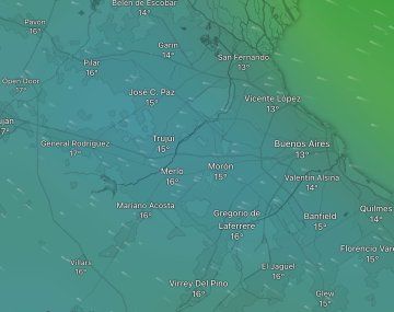 Mapa de las lluvias para este martes en Buenos Aires.&nbsp;