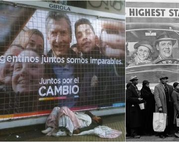 Una foto de la campaña por la reelección de Macri en 2019 y uno de los íconos de la historia del fotoperiodismo