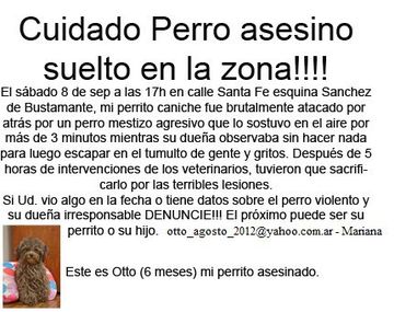 Buscan intensamente a la dueña de un perro asesino
