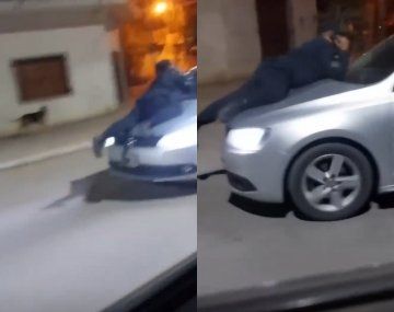 Un borracho llevó 20 cuadras a un policía sobre el capot
